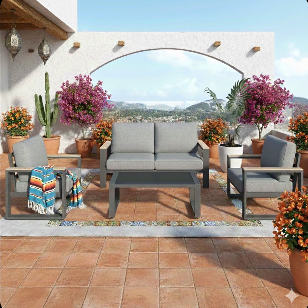 Modern Outdoor Sofa Set With Coffee Table