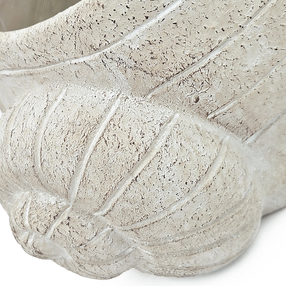 Decorative Cement Planter with Abstract Design - Natural Finish