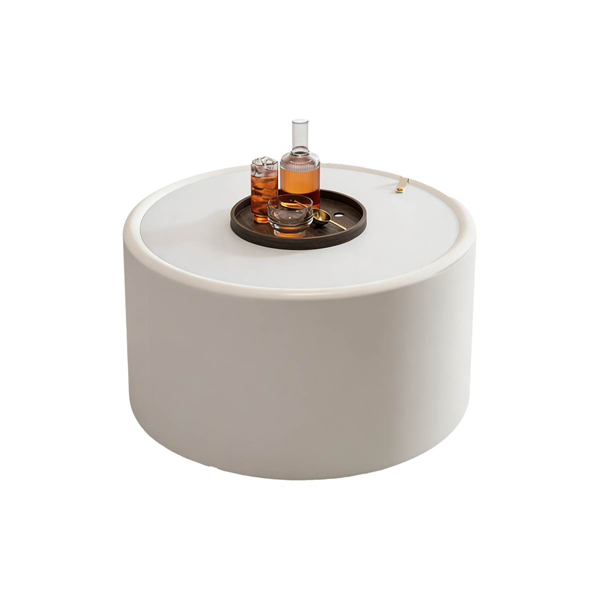 White Round Coffee Table with Tempered Glass Top