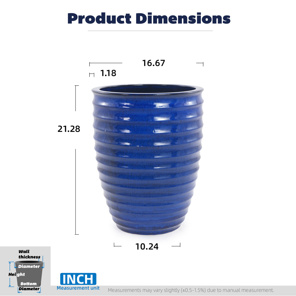 Handmade Sapphire Garden Pot