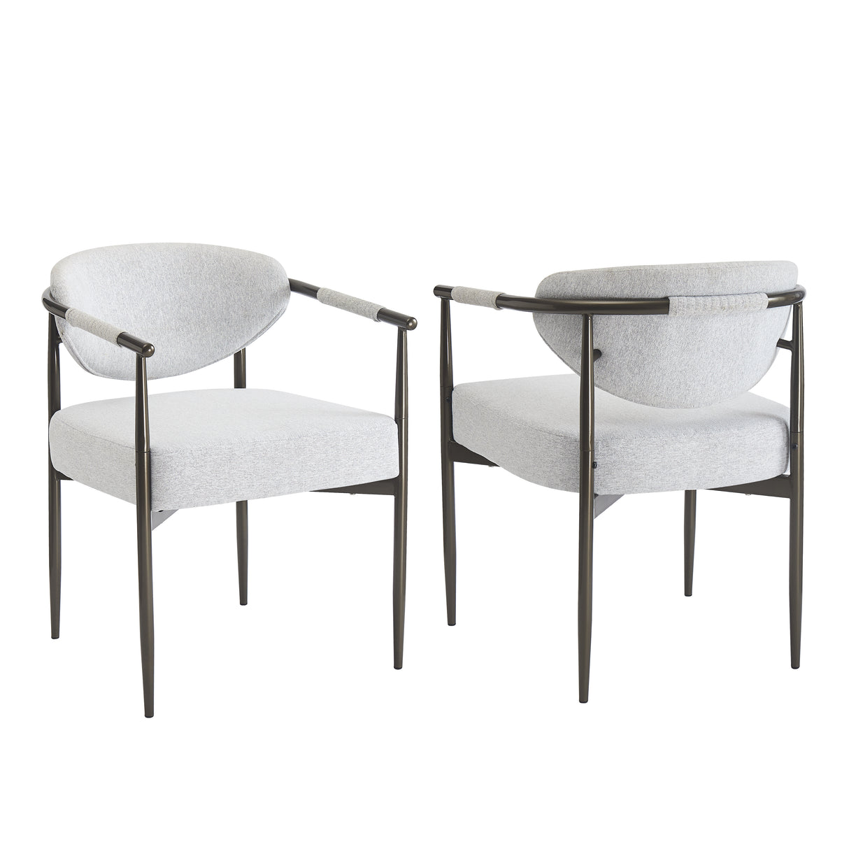 Modern Dining Chairs Set of 2 with Bronze Iron Frame
