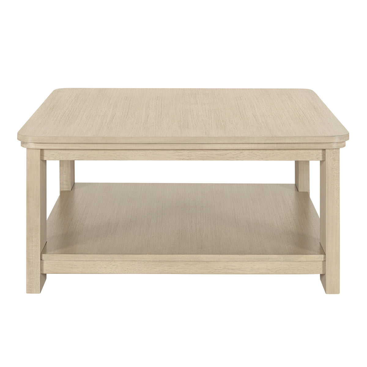 Square Coffee Table with 2-Tier Storage Shelf