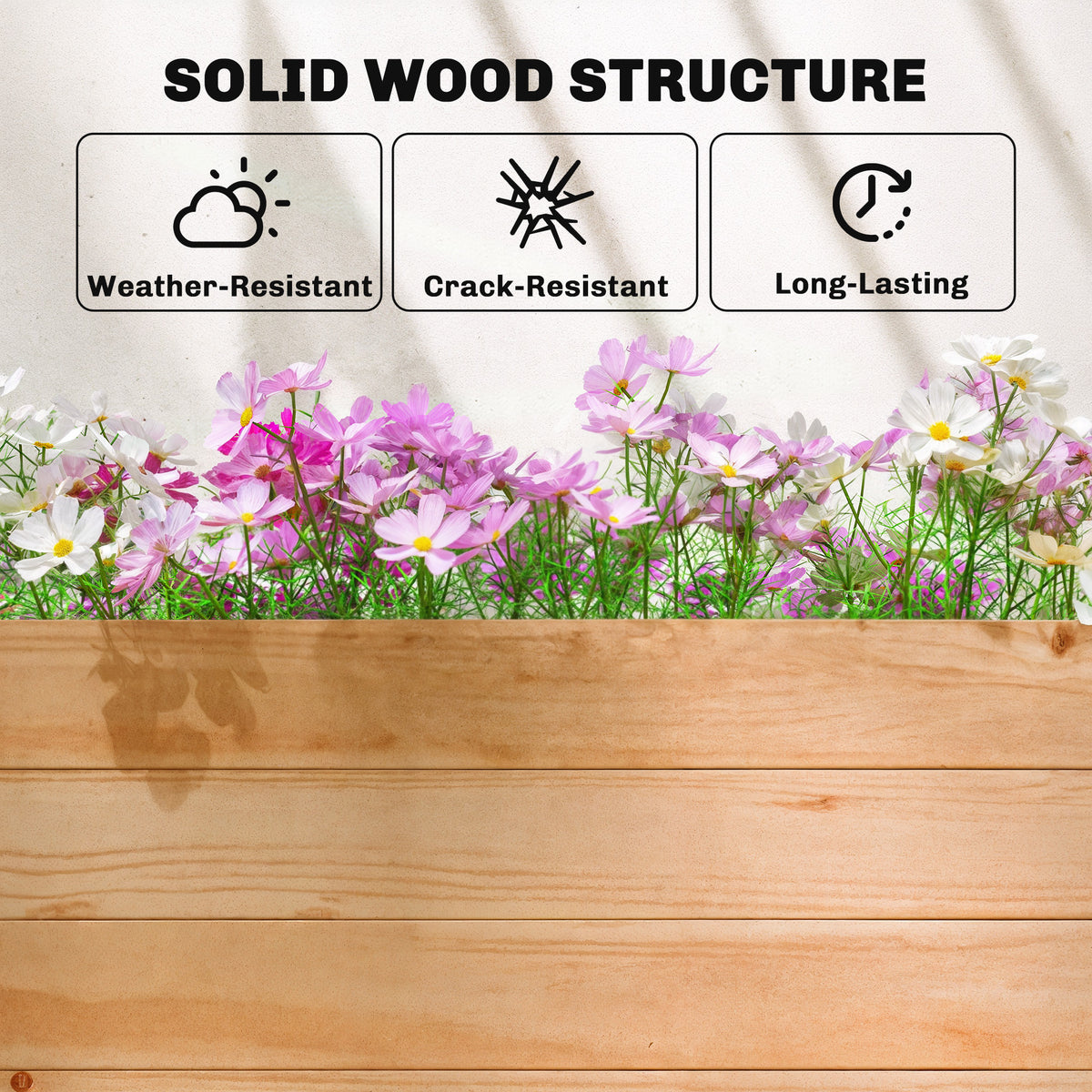 Wood Raised Garden Bed with Trellis - Large Outdoor Planter Box