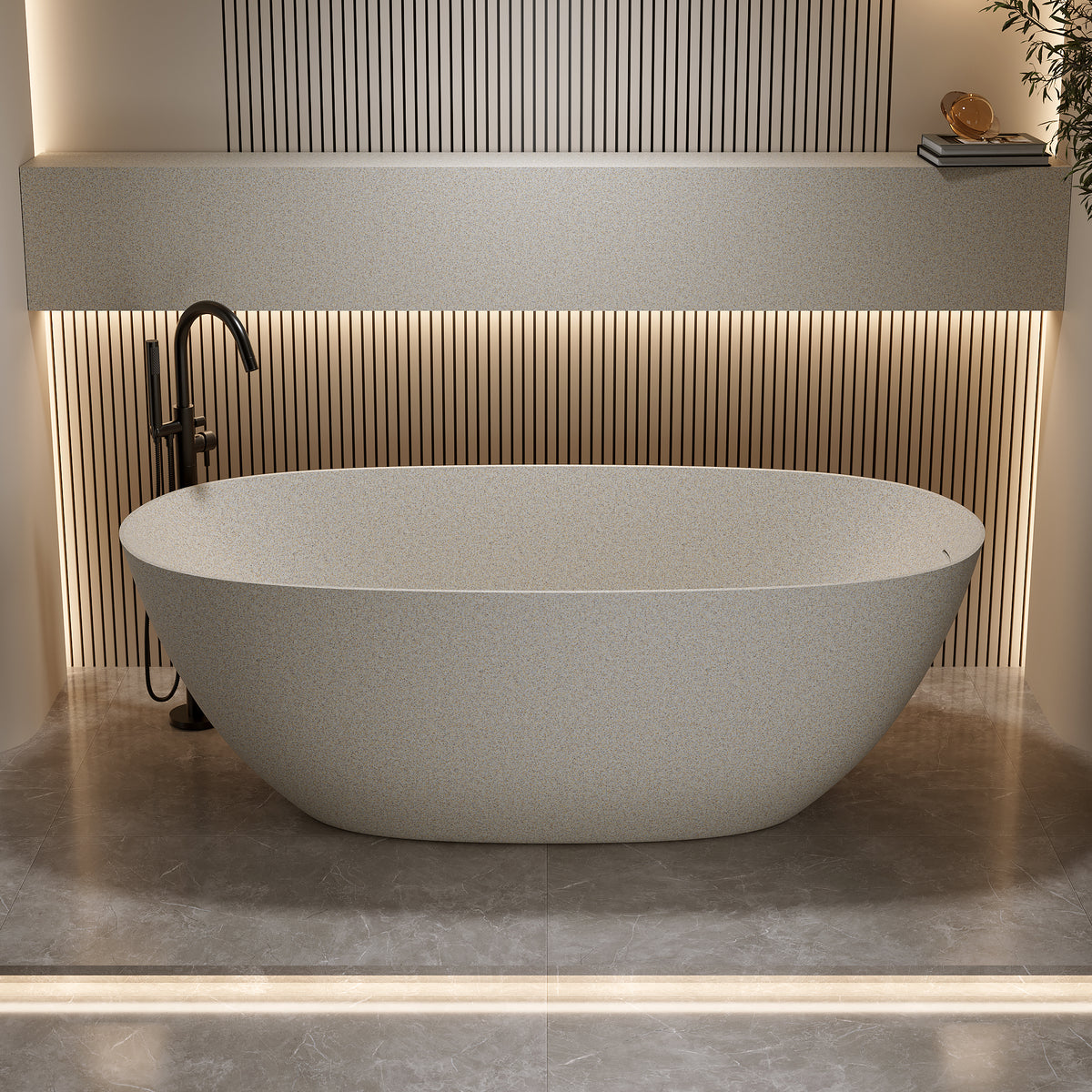 61'' Freestanding Bathtub with Overflow and Pop-up Drain
