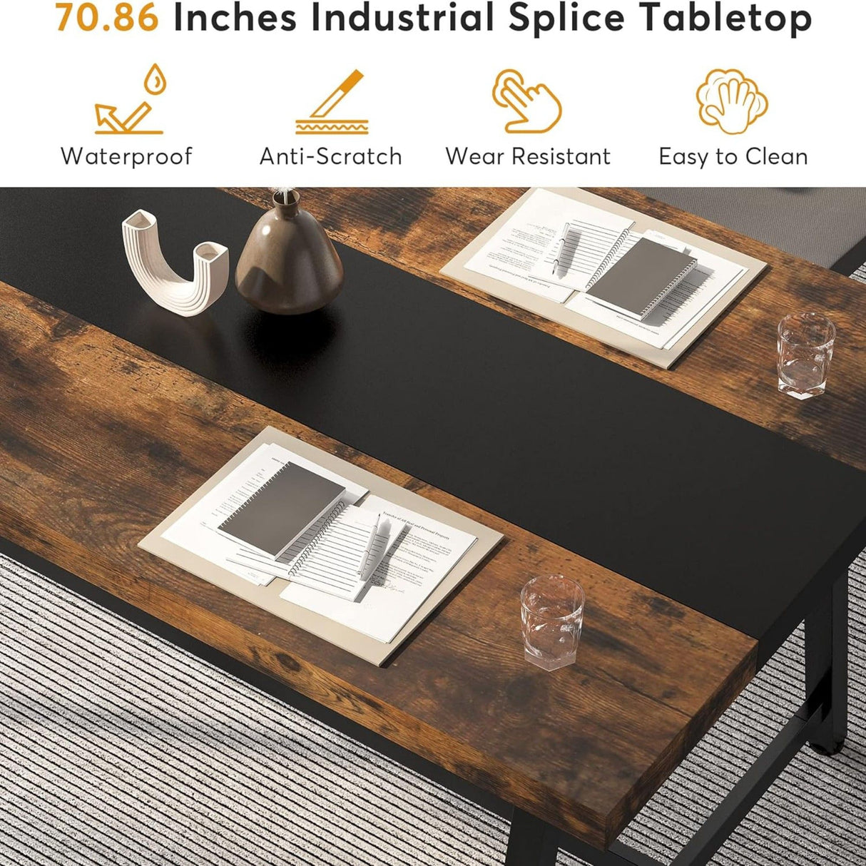 Modern Rectangular Conference Table For 6 - 8 People, Office Executive Desk