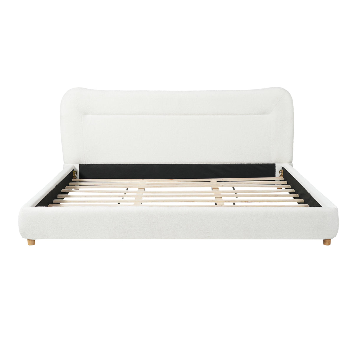 Minimalist Curved Headboard Teddy Bear Plush Bed - King