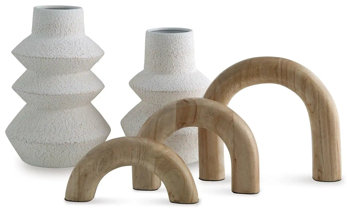 Maddwarth - Accessory Set (Set of 5) - White / Natural Brown - Best Buy Furniture