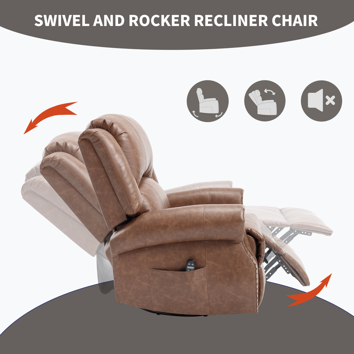 Heat Massage Manual Recliner Chair with Rocker and Swivel
