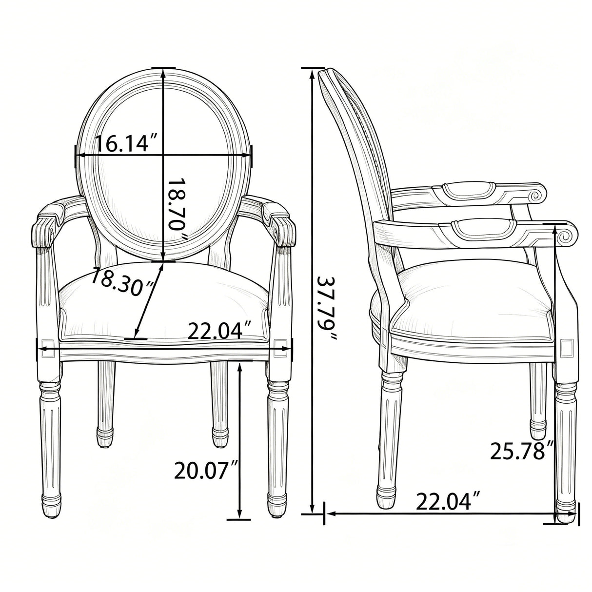French Vintage Upholstered Fabric Dining Armchair (Set of 2) - Beige