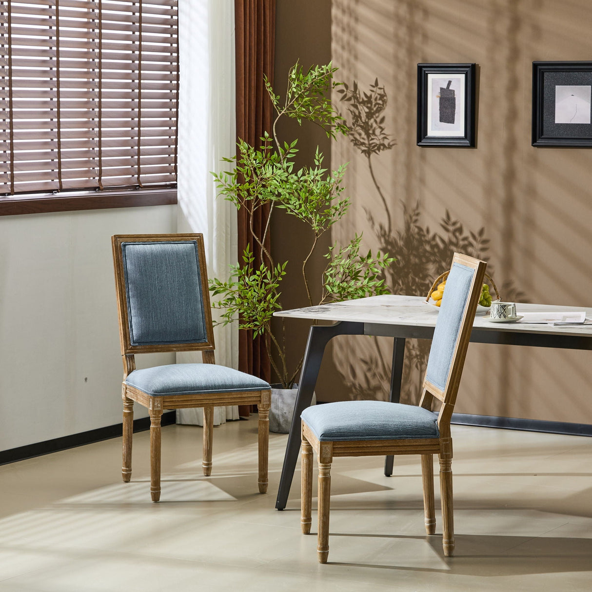 French Country Style Dining Chair With Upholstered Seating And Fluted Legs - Best Buy Furniture