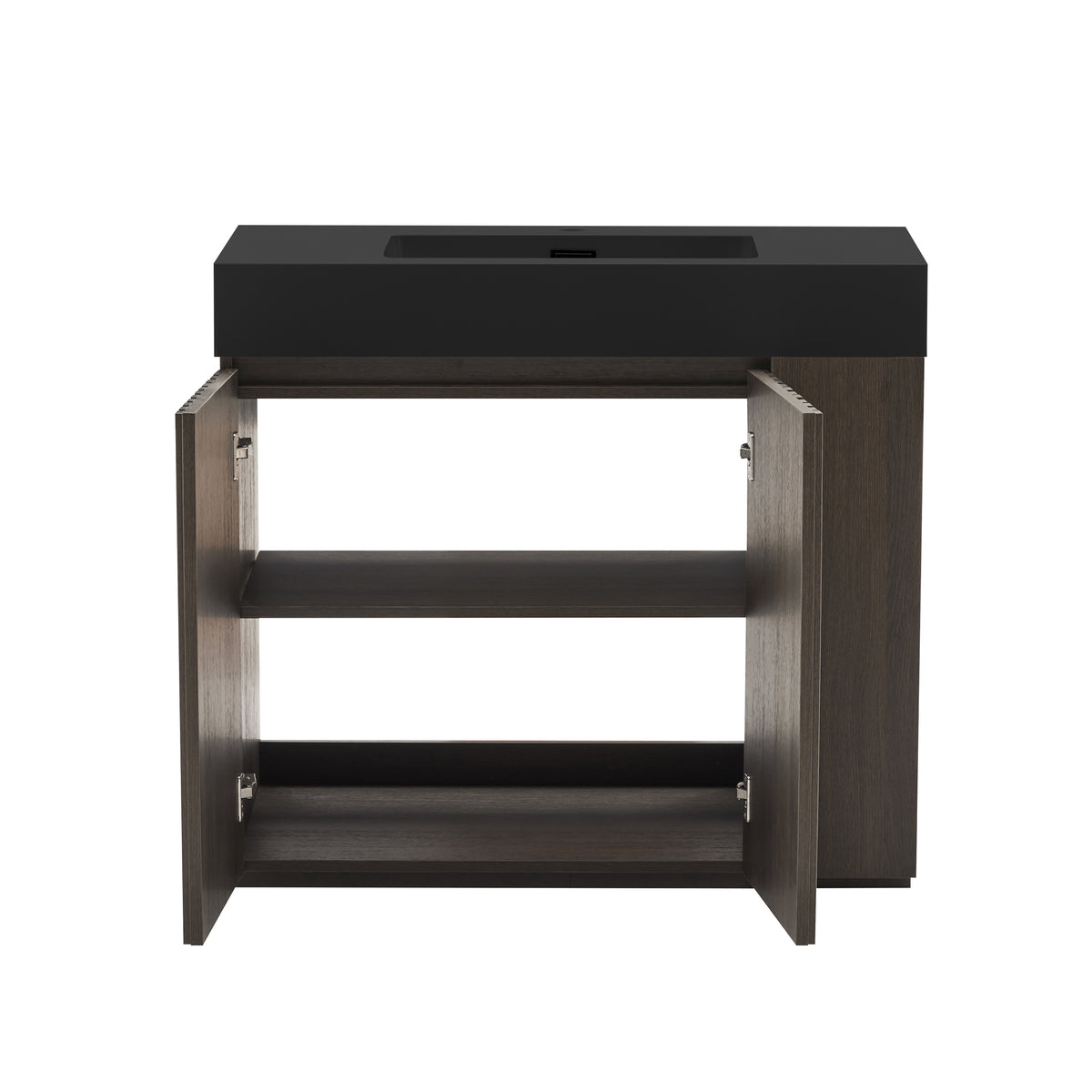 GALAN 36-Inch Bathroom Vanity, Smoked Oak, Dark Walnut with Solid Surface Sink