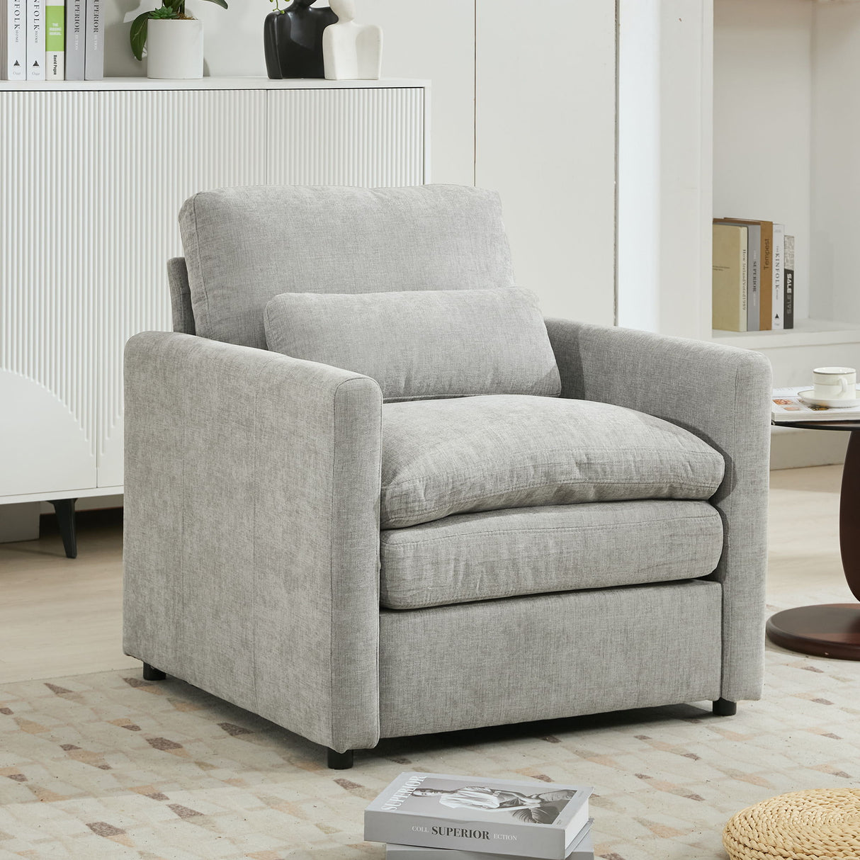 Cozy Upholstered Cushion Armchair For Living Room