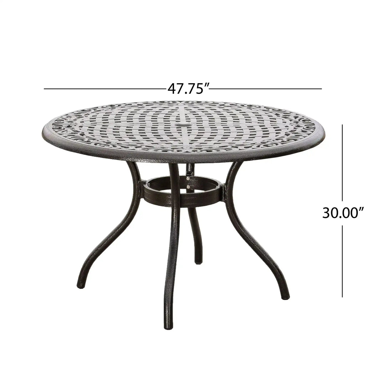 Tranquilius - Outdoor Round Dining Table With Lattice Tabletop, Umbrella Hole And Curved Legs - Best Buy Furniture