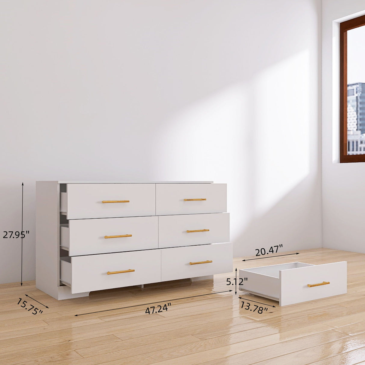 Large 6 Drawers Chest Of Drawer Dressers Table With Handle