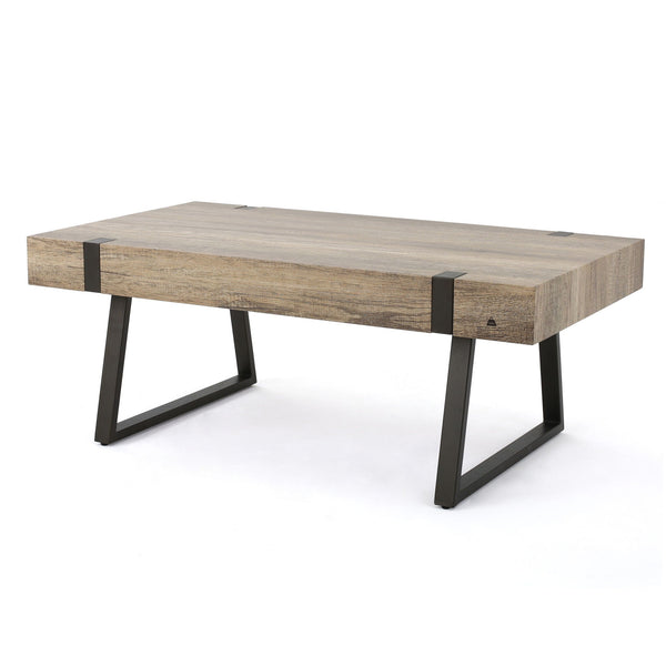 Abitha - Coffee Table With Industrial Powder Coated Metal Legs - Best Buy Furniture