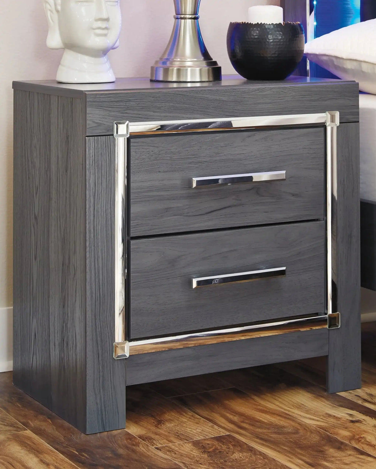 Lodanna - Two Drawer Night Stand - Gray - Best Buy Furniture