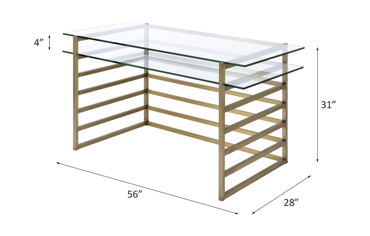Shona Clear Glass Top & Antique Desk