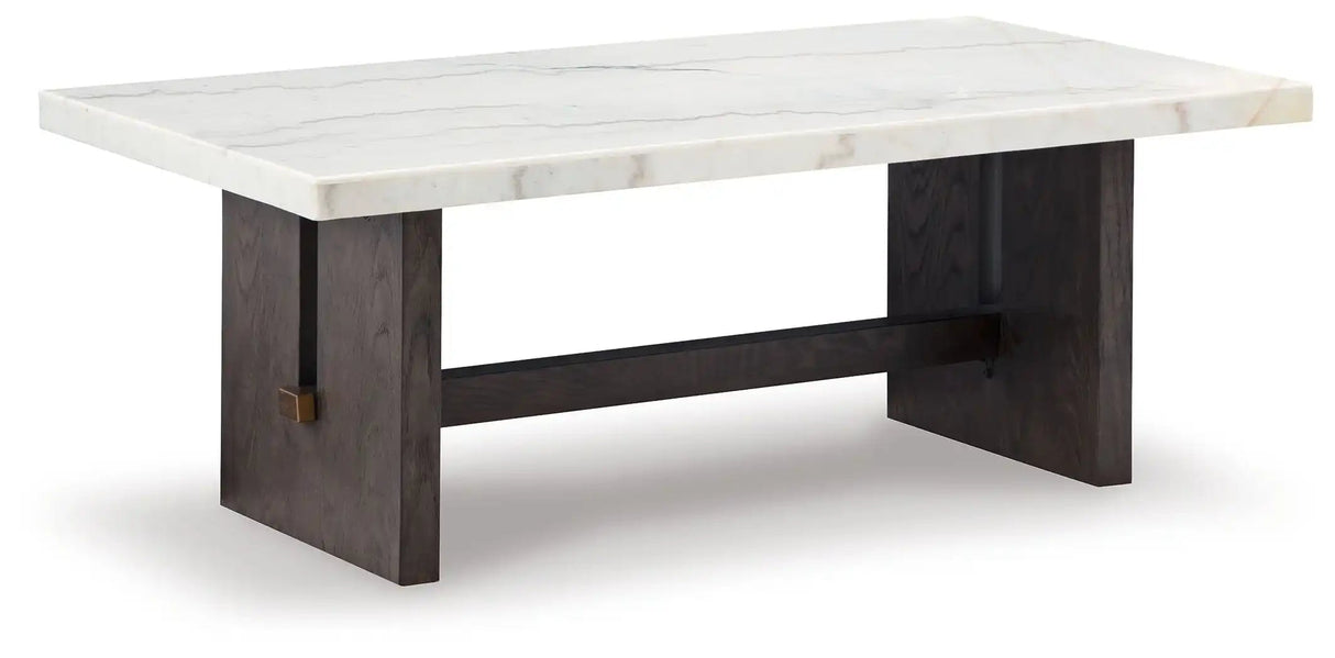 Burkhaus - Rectangular Cocktail Table - White / Dark Brown - Best Buy Furniture