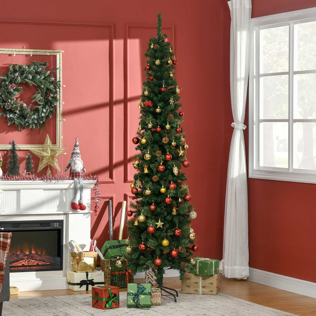 HOMCOM 7.5 Foot Pencil Artificial Christmas Tree