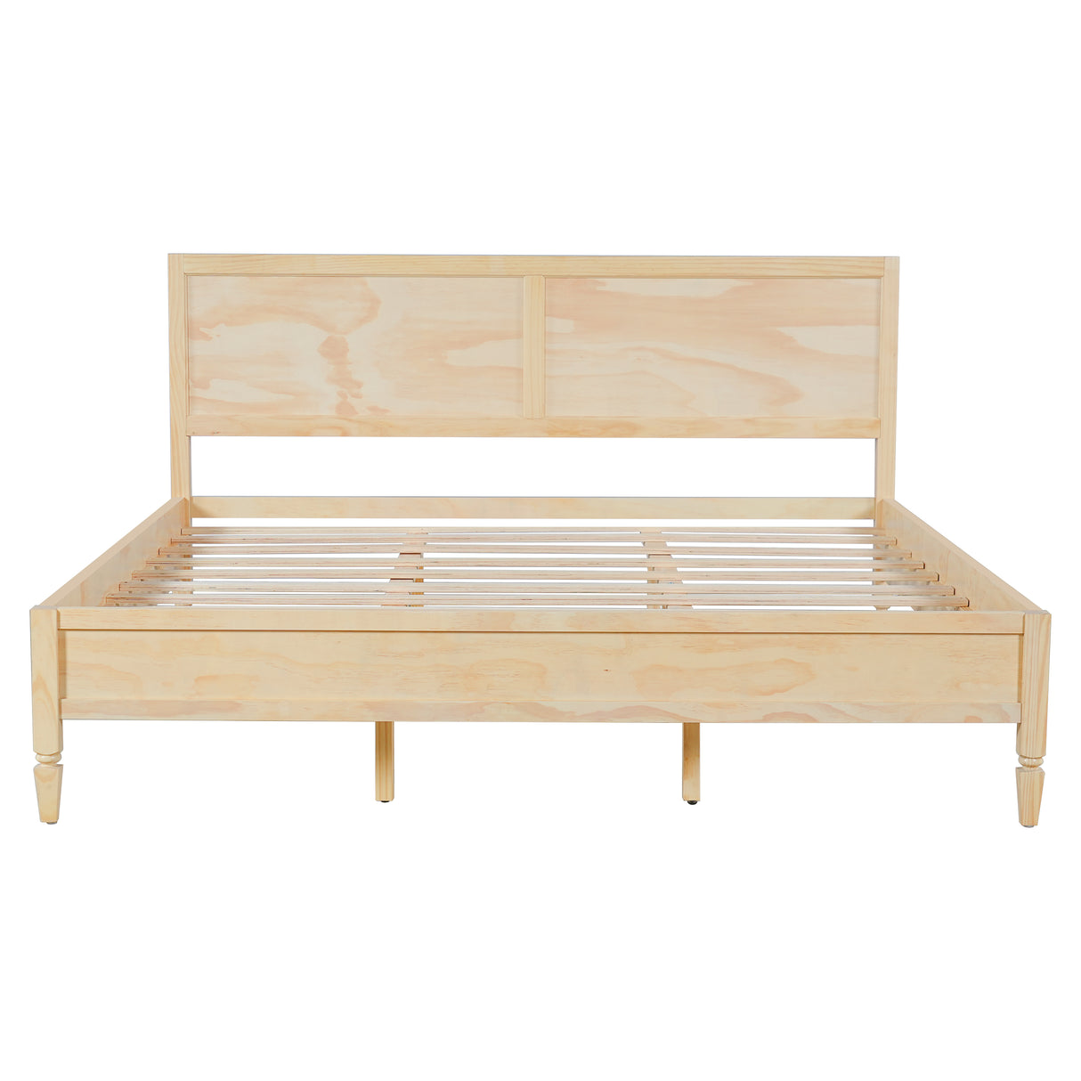 King Size Wood Platform Bed Frame with Classic Panel Headboard