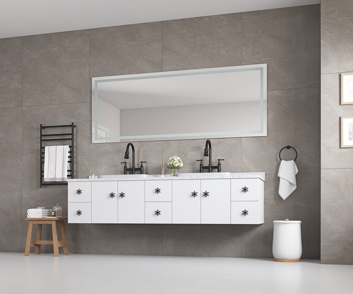 96" x 36" LED Bathroom Mirror with Front and Backlight