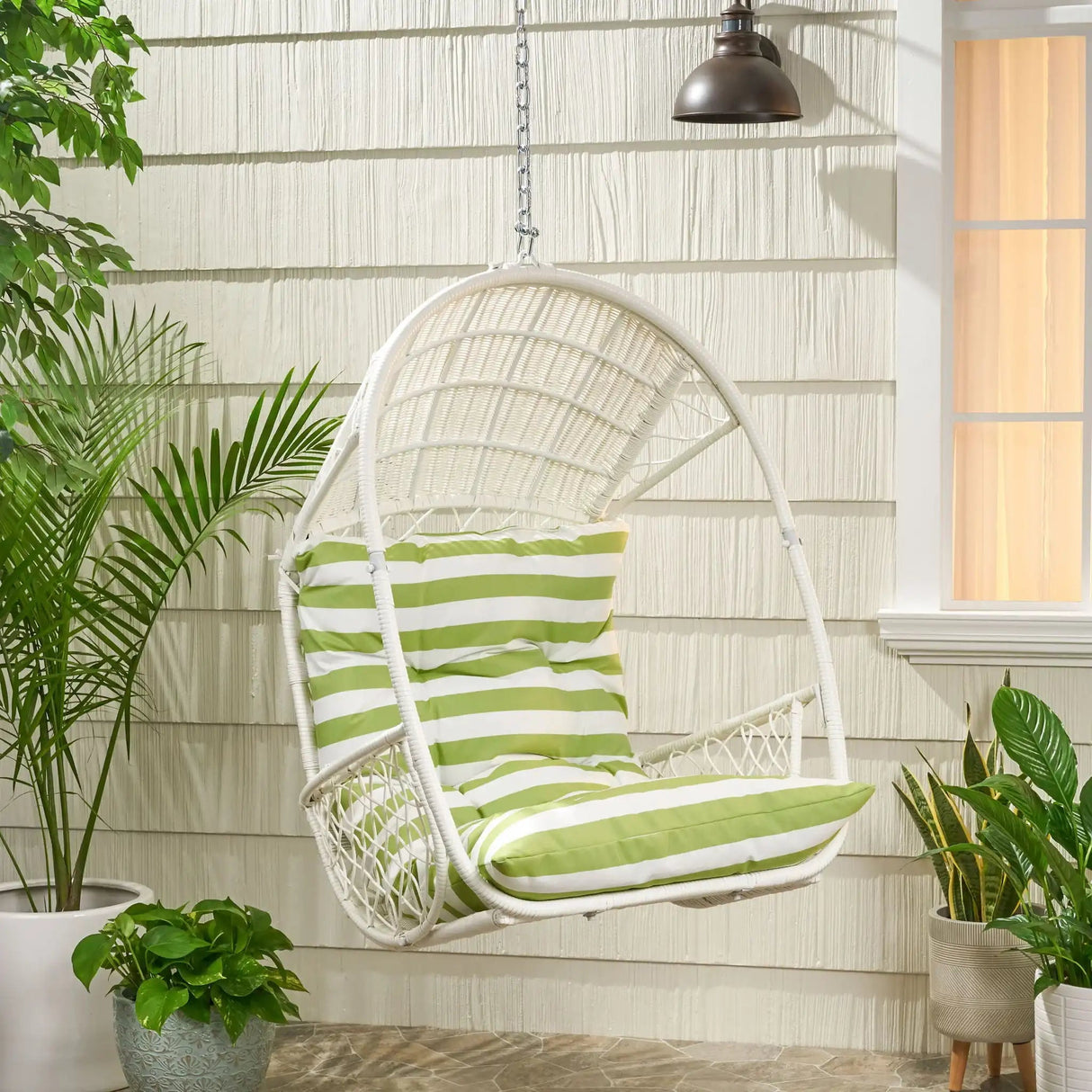 Malia - Wicker Hanging Chair With Cushion - Best Buy Furniture