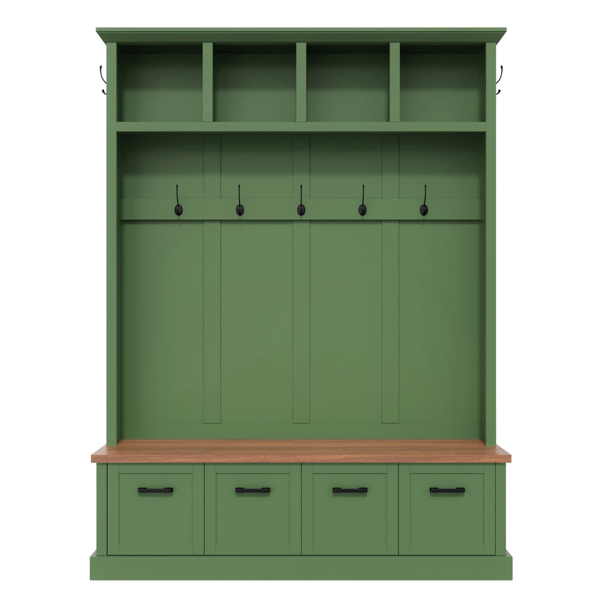 Farmhouse Hall Tree with Storage Bench - Particle Board & MDF