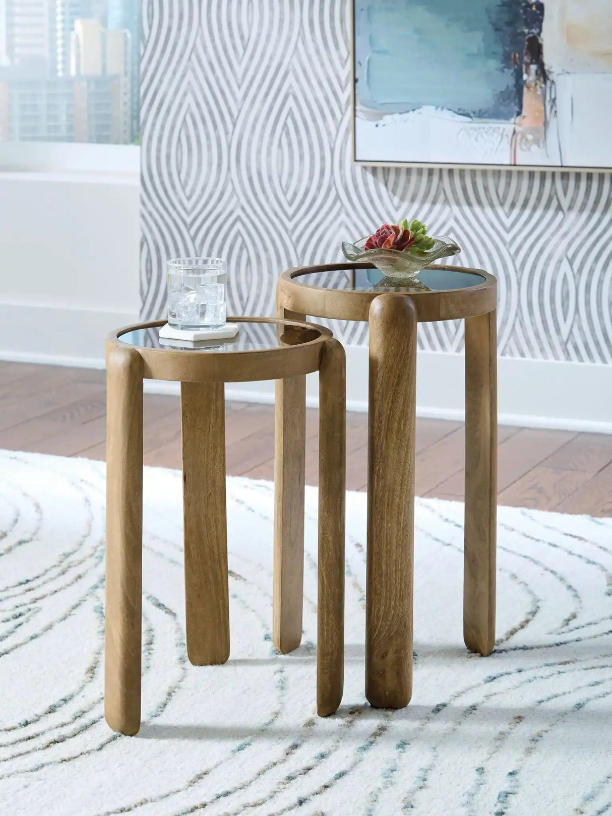 Jossor - Accent Table Set (Set of 2) - Light Brown - Best Buy Furniture