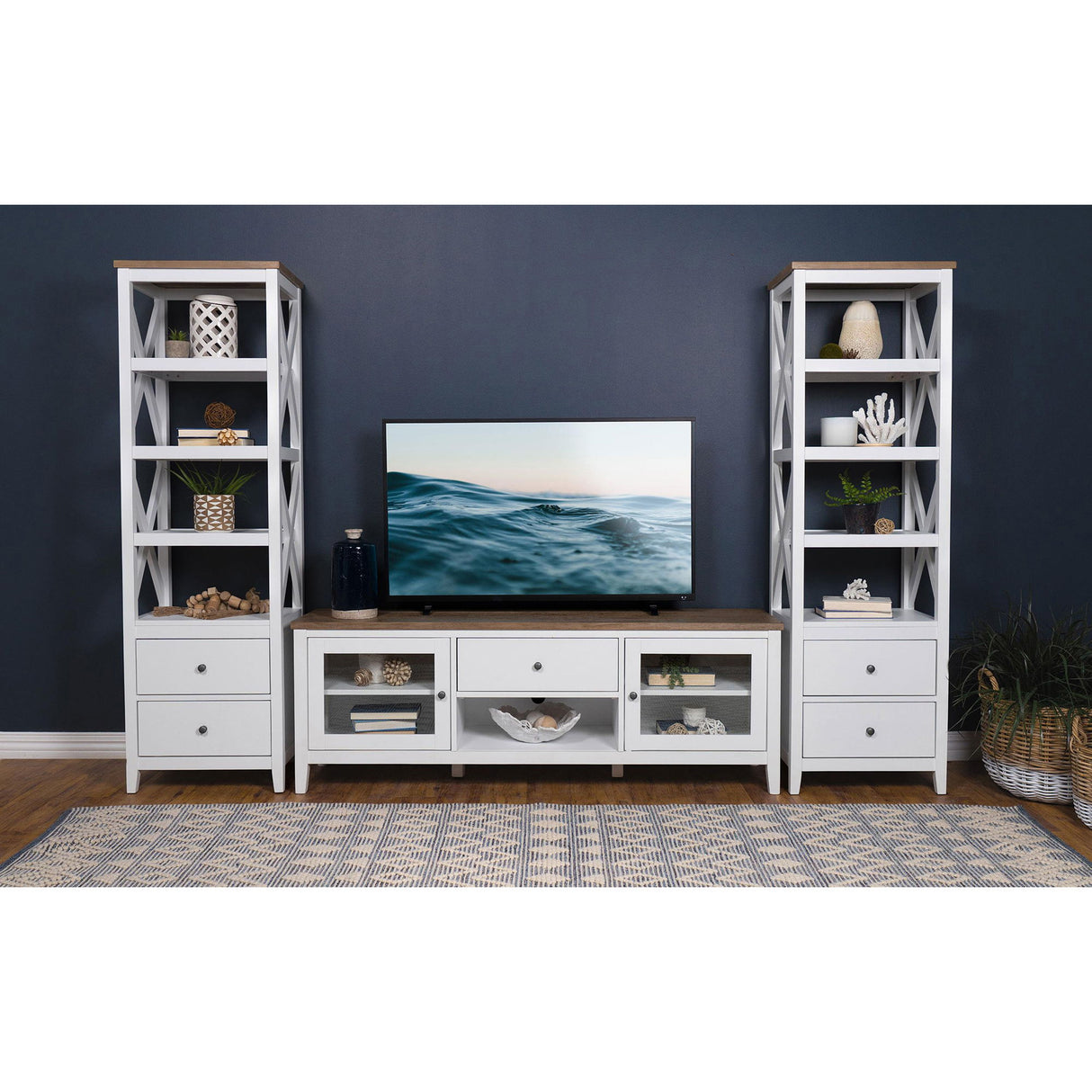 Delaney - 4 Shelf Bookcase With Top Storage Tower - White
