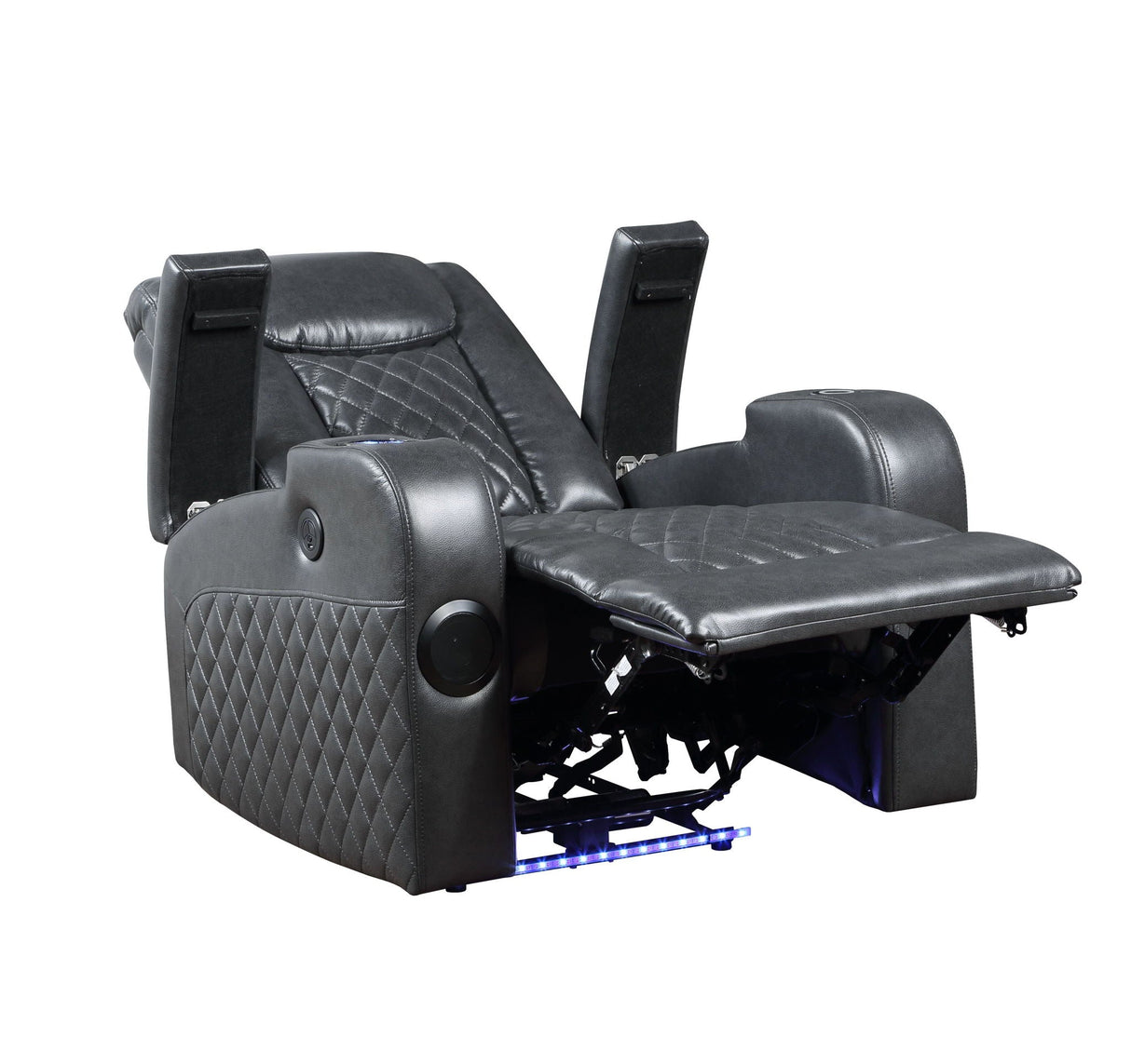 Alair - Leather Aire Power Motion Recliner With Bluetooth, Wireless Charger Cupholder - Dark Gray - Best Buy Furniture