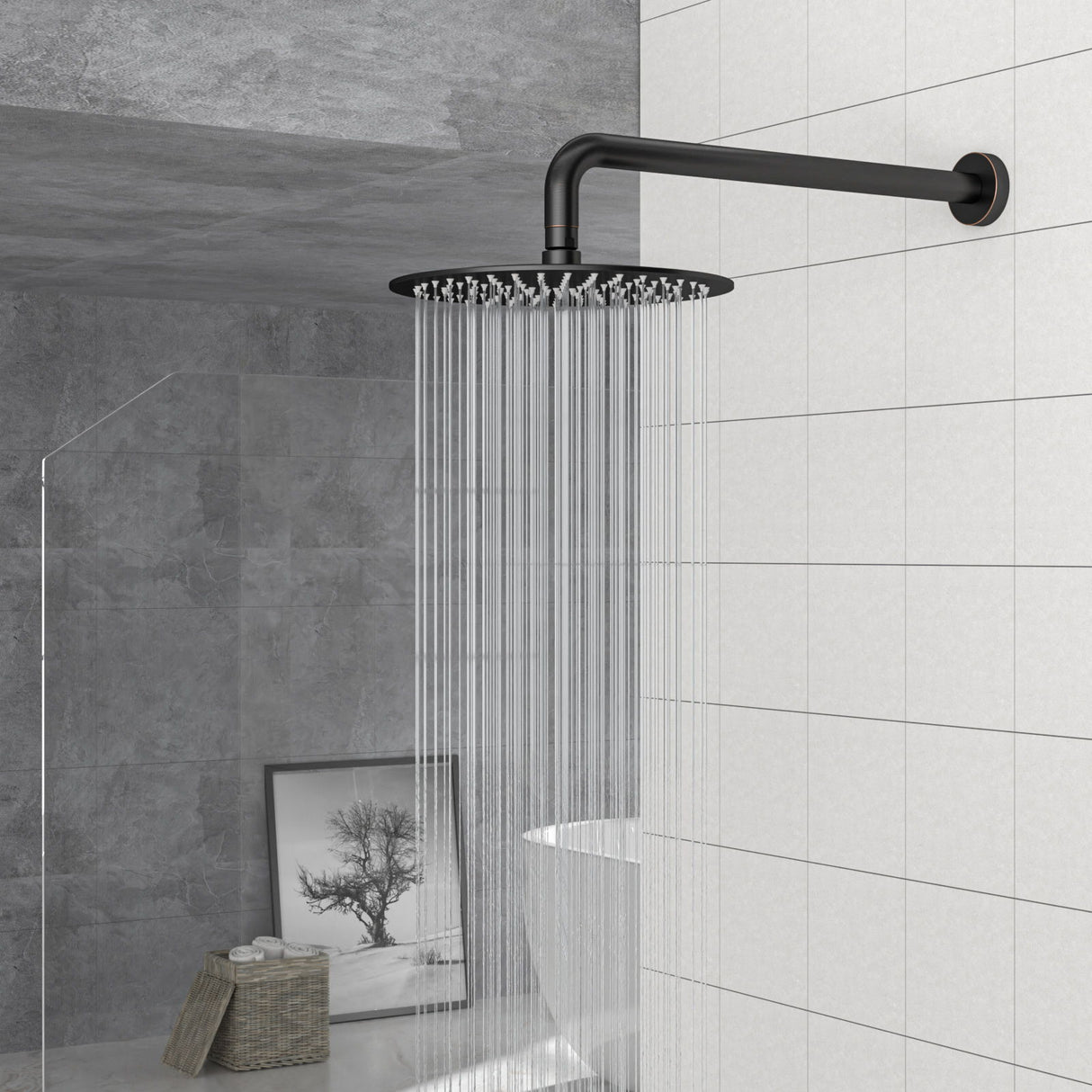Oil Rubbed Bronze 16" Shower Arm With Flange, Stainless Steel, For Rain Shower Heads - Oil-Rubbed Bronze