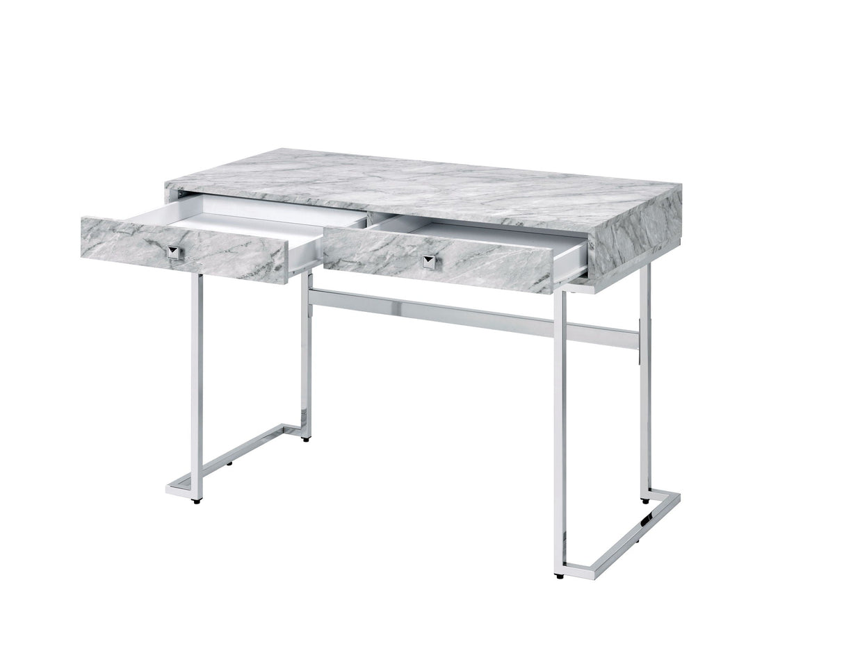 Tigress - Printed Faux Marble Top Writing Desk - White - Best Buy Furniture