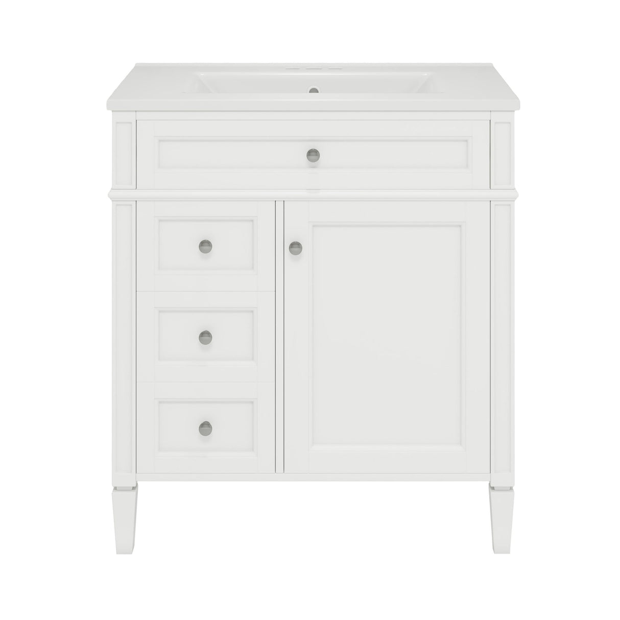 Bathroom Vanity With Medicine Cabinet, Royal Mirror Cabinet, Modern Bathroom Storage Cabinet With 2 Soft Closing Doors And 4 Drawers