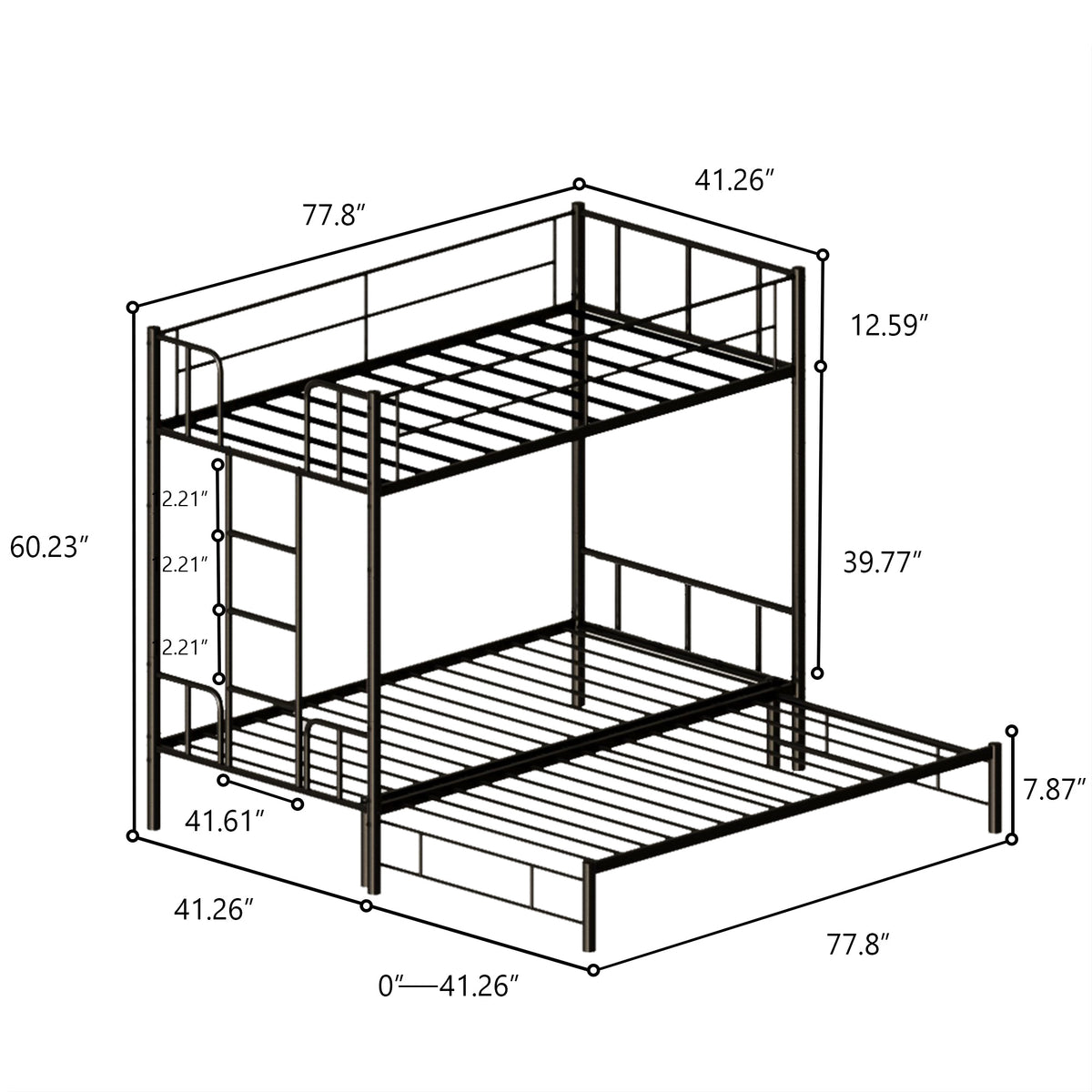 Twin Size Metal Pull-Out Bunk Bed