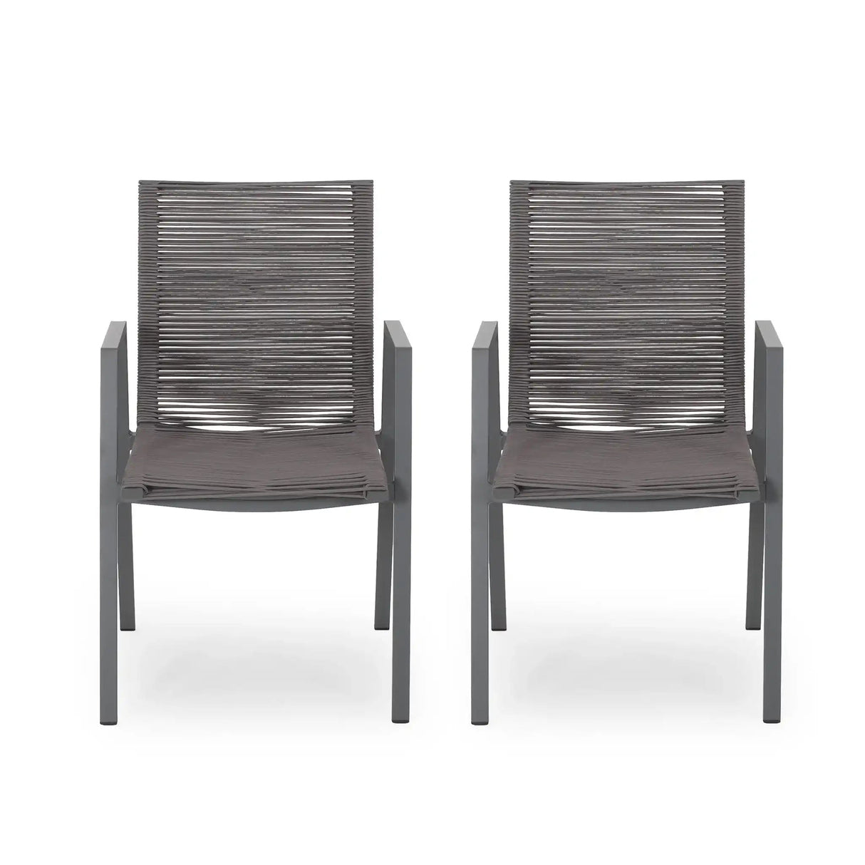 Outdoor Modern Aluminum Dining Chair Set With Rope Sea (Set of 2) - Best Buy Furniture
