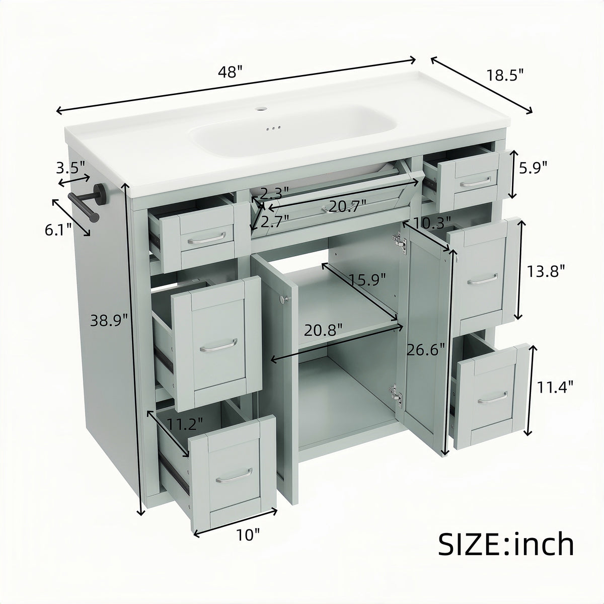 48" Mint Green Bathroom Vanity
