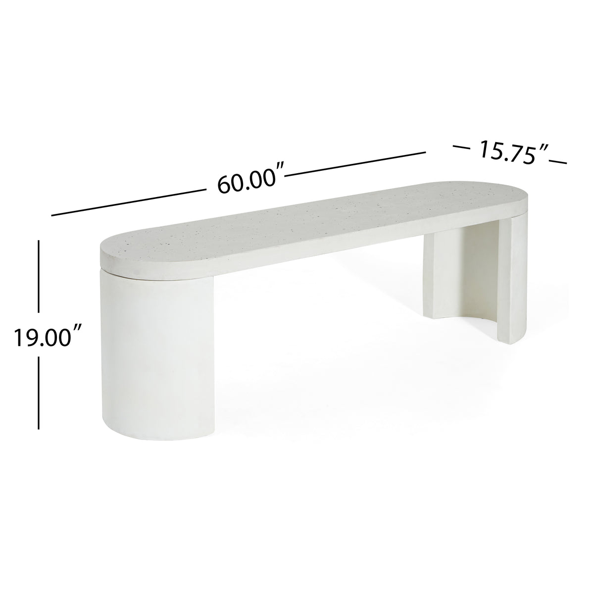 Ellis Oval 60" Modern Outdoor Concrete Dining Bench