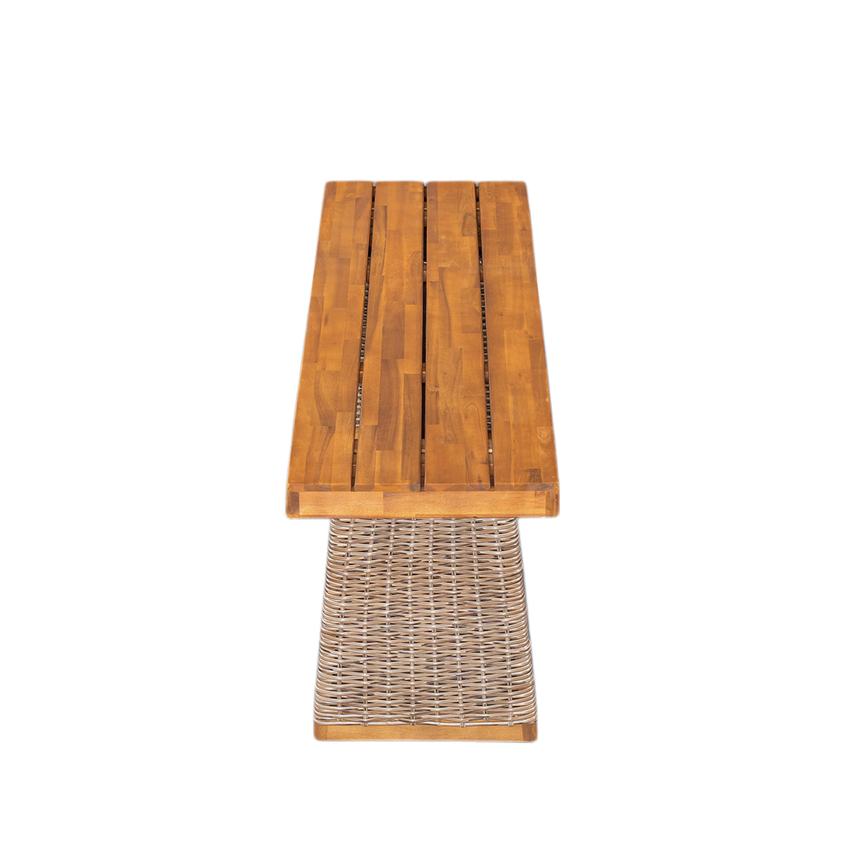 Outdoor Acacia Wood Bench (Set of 2), Teak Finish
