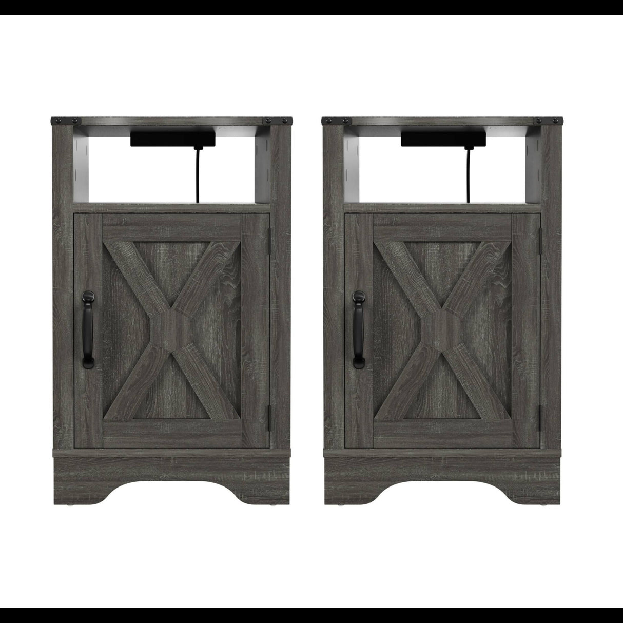 Farmhouse Nightstand, Charging Station & Storage