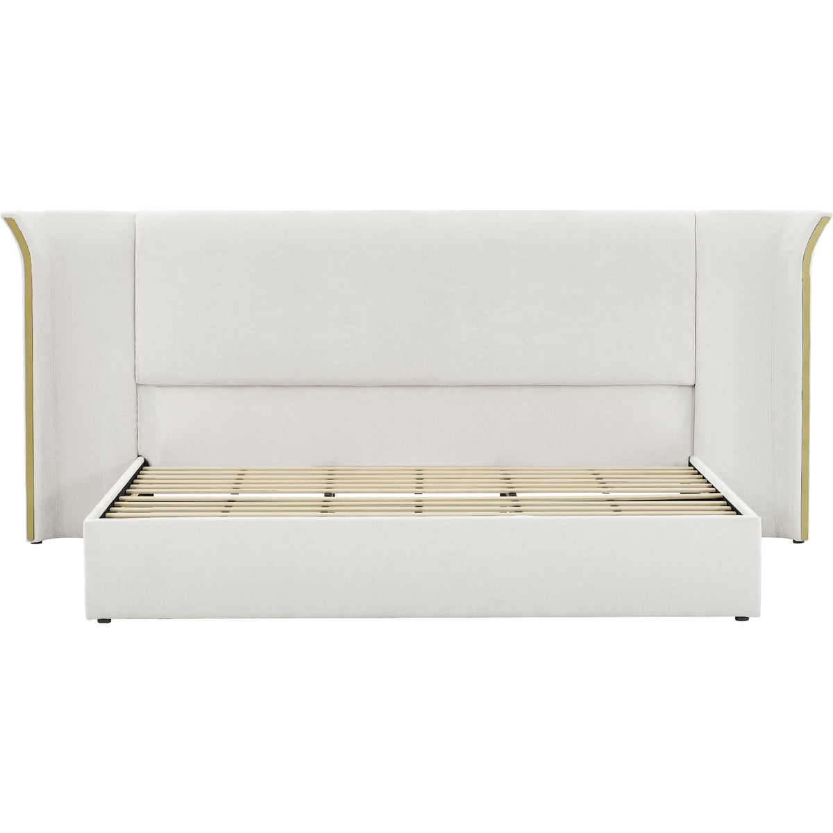 King Size Luxury Wing‑Back Upholstered Bed Frame