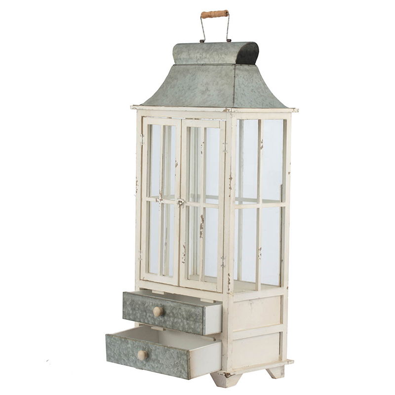 Wooden Candle Lantern Decorative, Hurricane Lantern Holder Decor For Indoor Outdoor, Home Garden Wedding - Ivory