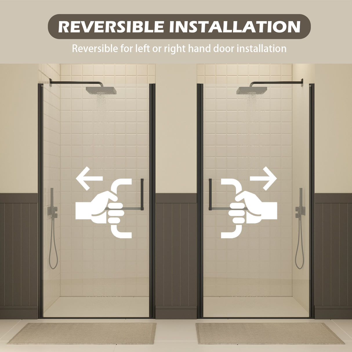27-28" W × 72" H Frameless Pivot Shower Door