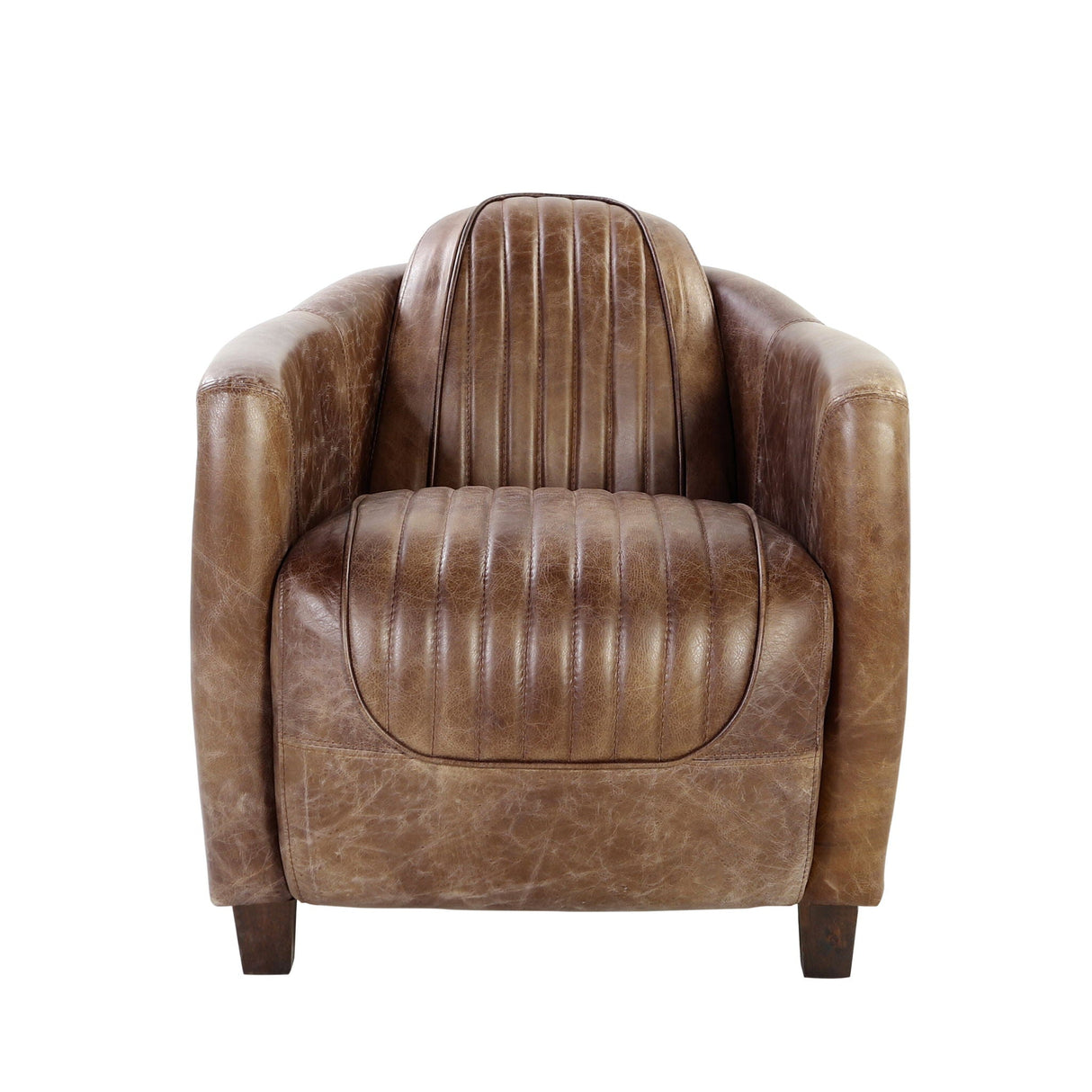 Brancaster - Grain Leather Chair - Brown - Best Buy Furniture