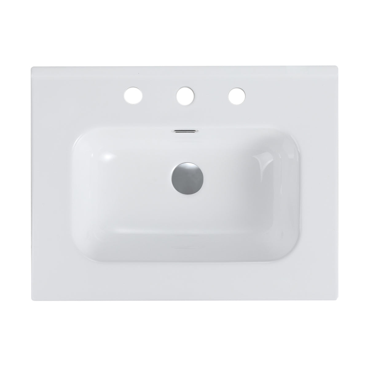 Glossy White Ceramic Integrated Sink