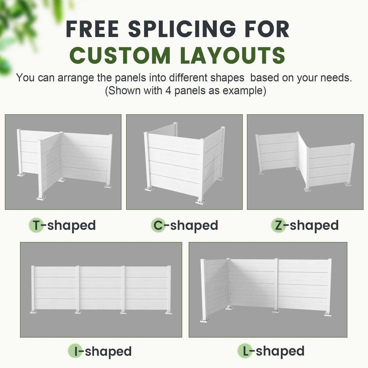 50" W x 49" H Outdoor Privacy Screen, Air Conditioner Fence, All-Weather Vinyl Privacy Fence Screens with Aluminum