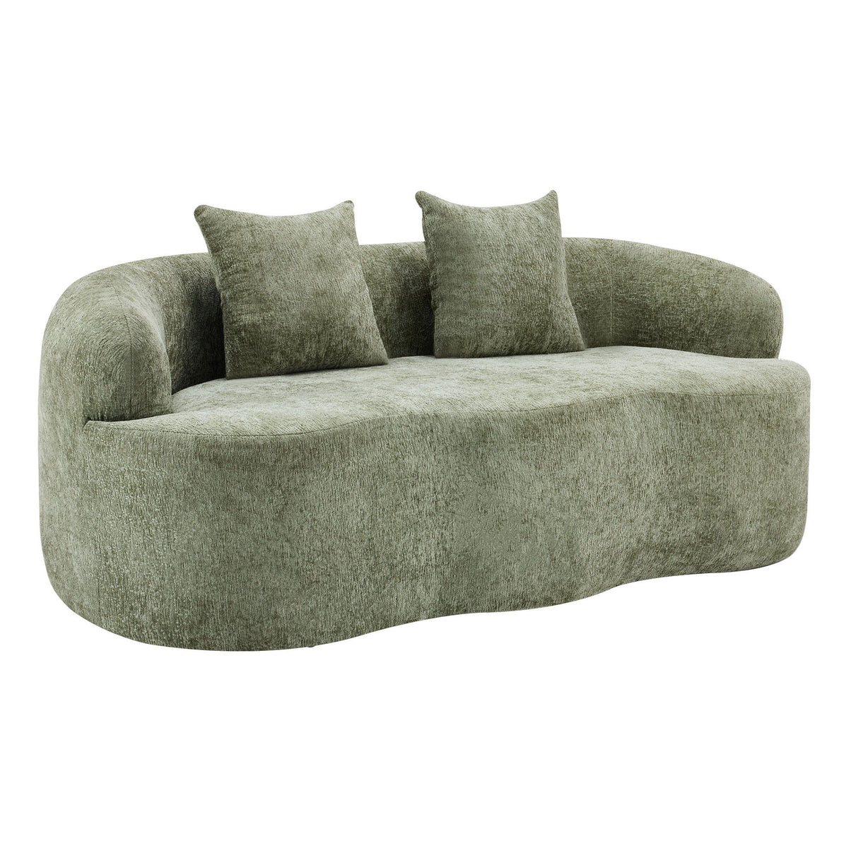Curved Loveseat Sofa With Round Armrest