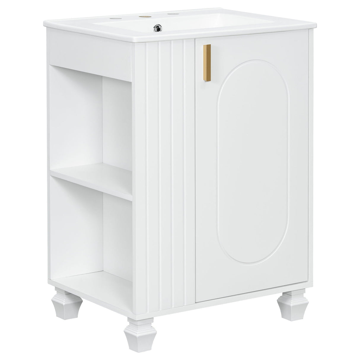 Classic Retro Bathroom Vanity With Sink, Door Shelf, Side Open Storage Frame - Best Buy Furniture