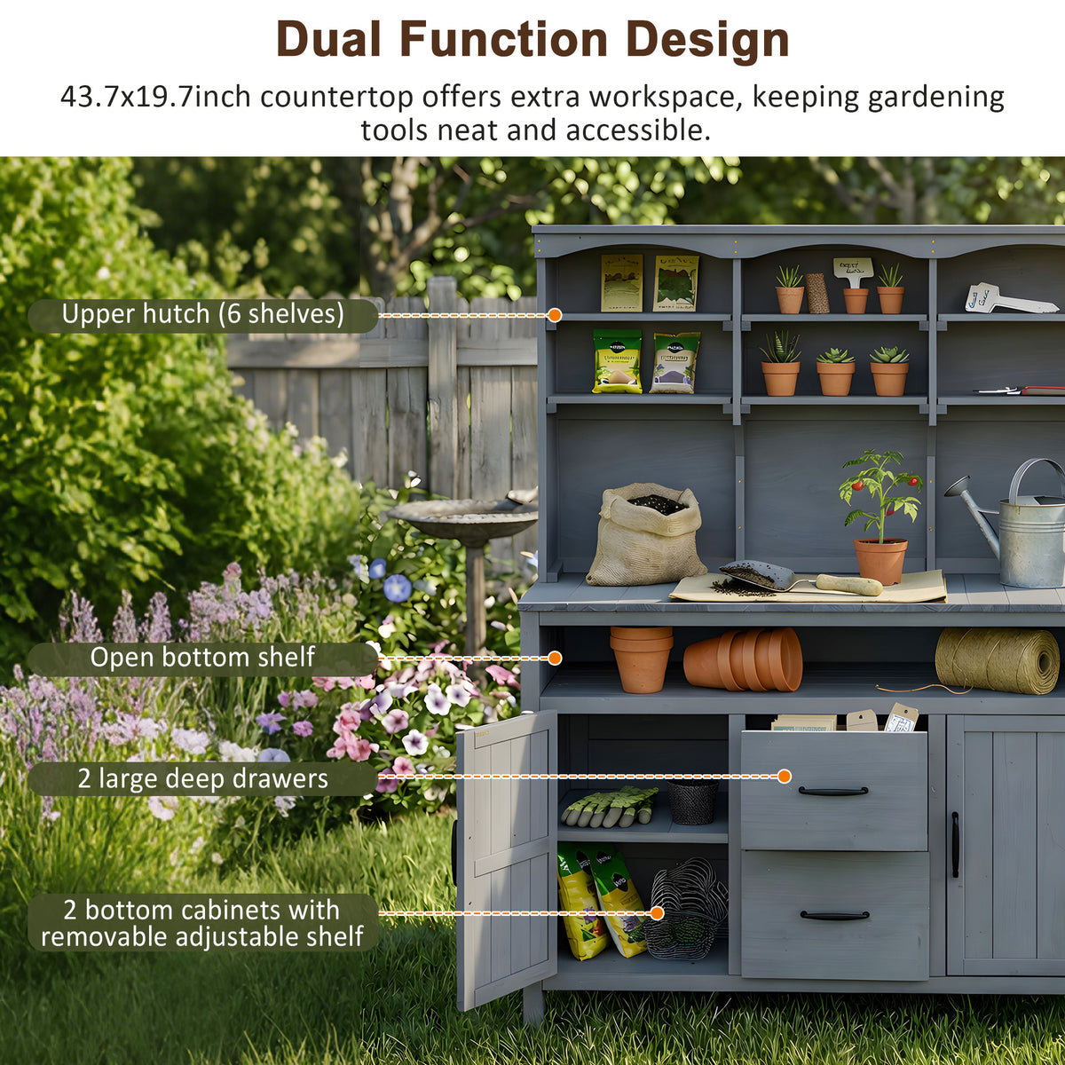 TOPMAX Large Fir Wood Potting Bench