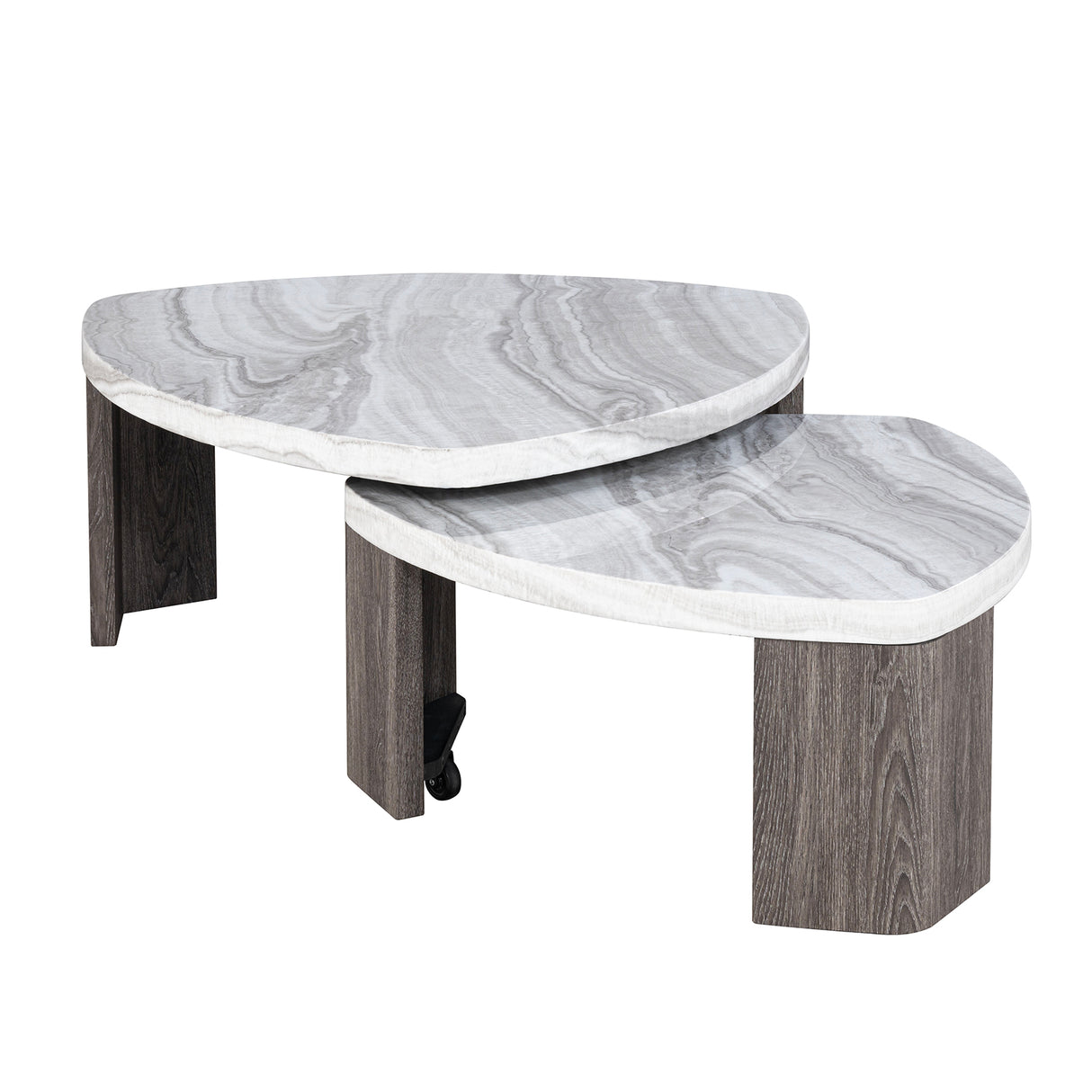Contemporary Style Nesting Cocktail Table with Marble Pattern