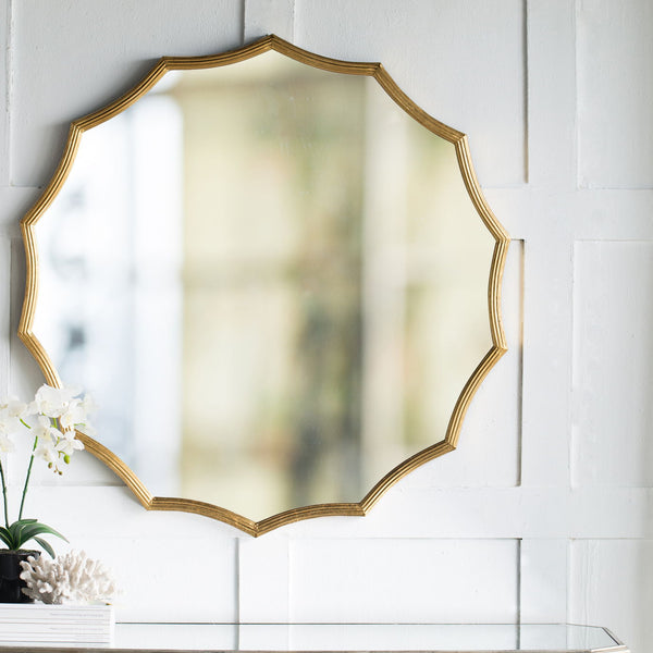 Round Sunburst Wall Mirror With, Wall Decor Mirror For Entryway Bedroom Living Room - Gold